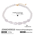 Minimalist baroque pearl necklace with stainless steel lobster clasp on white backdrop - Baroque Pearl Necklace