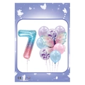 Purple and blue gradient butterfly balloon set with number 7 foil balloon for birthday - Number 7 Style