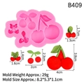 Pink silicone mold for cherry shaped lollipops and cake decorations with 4 cavities - Style 4#B409 / Pink