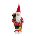 12-inch standing Santa doll with knitted sweater, gift sack and golden bell ornaments - Golden Bell Santa Claus