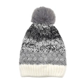 Dettaglio cappello in maglia per bambini con pompon grigio e design a tre colori - M(50-54cm) / Grigio