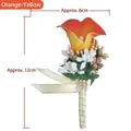 Handmade orange calla lily boutonniere with gold berries and ribbon for weddings - Orange
