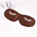 Brown 3D breathable sleep mask with eyelash design on a cozy white background - Standard Eyelash Style / Coffee