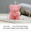 Pink rose textured bear candle holding a heart with white peach oolong scent - Small Heart Rose Bear / Pink / White Peach Oolong