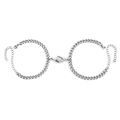 Bracciali magnetici per coppie in acciaio lucido con ciondolo a forma di mani - Catena a Doppia Lucidatura Stretta di Mano