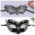 Silver lace hollow mask and Venetian glitter eye mask for Halloween masquerade parties - Silver + Glitter Silver