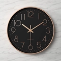 25cm stille wandklok met zwarte wijzerplaat, roségouden frame en 3D-cijferweergave - Zwarte Wijzerplaat Roségouden Frame