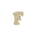 18k gold plated brass letter F pendant charm with micro-paved white cubic zirconia stones - Letter F Pendant-Gold