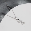 Silver skateboard boy pendant necklace with sparkling cubic zirconia pavé setting - White Gold Plated / White Zircon / Skateboard Boy