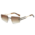 Frameless geometric sunglasses with brown gradient lenses and gold metal temples - Gold Frame Gradient Tea Lens