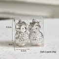 Set di 2 decorazioni natalizie a forma di gufo d'argento in scatola da 9,5 cm - Gufo Argento Set da 2