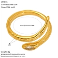 Detail eines 18k vergoldeten Edelstahl-Schlangenrings mit marquiseförmigem Zirkon - Schlangengewickelter Marquise Zirkonia Stil (SR184G)