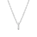 Minimalist 925 sterling silver chain necklace featuring a small rectangular pendant - Letter I / White Gold