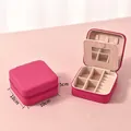 Portable rose red jewelry travel case with mirror and zip closure for rings and necklaces - Rose Red (With Mirror)