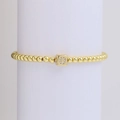18k gold cube letter bead bracelet with sparkling crystal accents on a beaded chain - Letter O