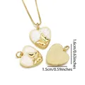18K gold plated heart necklace with butterfly pendant and white opal finish for women - Heart Butterfly / Colorful Pink Opal