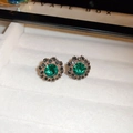 Earrings-Green Flower (925 Silver Needle)