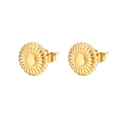Elegant gold vintage petal stud earrings with sunburst texture for women's jewelry collection - One Pair / Gold