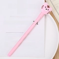 Cute pink cartoon neutral pen with a 3D tiger silicone top decoration for students - Tiger Pink