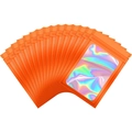 Orange holographic laser resealable bags for jewelry with transparent window - Orange