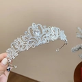 Elegant silver crown headband with sparkling rhinestones and hollow floral patterns - 11# Headband - Silver Rhinestone Flower Waterdrop Style