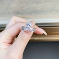 Sparkling S925 sterling silver ring featuring a heart-shaped moissanite and bow design - US 5 / Heart Bow Ring 0.5ct-Silver
