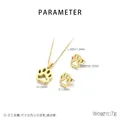 Detailansicht der Größe von vergoldetem Edelstahl Katzenpfoten Halsketten und Ohrring Set - Halskette Ohrringe 2-teiliges Set / Gold
