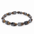 Tiger eye and gray metallic hematite arrow bead bracelet on a white background - Tiger's Eye