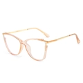 Cat-eye glasses with transparent amber TR90 frame and slim gold metal temples - Champagne Frame