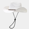 Dettaglio cappello di paglia bianco stile cowboy con fascia a serpente e strass lucidi - Bianco