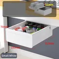 Small white under-desk hidden drawer storage box with dimensions 213x185x70 mm - Cloud White / 52mm Riser / Small