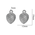 Silver stainless steel pinecone charm pendant 19mm x 12mm for DIY jewelry making - Pinecone 679 / Silver