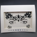 Black acrylic face crystal sticker set for makeup decoration shown in packaging - 1076