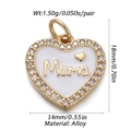 Ciondolo a cuore Mama dorato con smalto bianco e cristalli per collane - Ciondolo Cuore Mama in Smalto Bianco Effetto Madreperla (CX145-3A)
