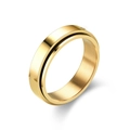 Golden titanium steel spinner ring with a textured finish and black central groove - US 5 / Gold Blank Spinner Ring