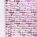 White birthday wrapping paper roll featuring purple Happy Birthday text and party icons - Birthday Series - Cupcake Pink/Roll