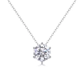 Minimalist 925 silver moissanite necklace featuring a classic six-prong round cut pendant - Six-Prong Moissanite Necklace 2 Carat (N13176)