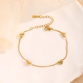 Goldenes Herz-Armband mit Zirkonsteinen auf Seidenstoff, eleganter Edelstahlschmuck - 7894 Zirkon Herz Armband / Gold