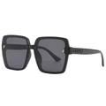 Modische schwarze Oversize-Sonnenbrille mit goldenem F-Logo und Relief-Bügeln - Schwarzer Rahmen Graue Gläser