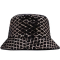 Women's black velvet bucket hat with shimmering gold sequin lattice pattern - M (56-58cm) / Black Gold Sequin (01)