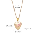 Stainless steel 18K gold heart locket necklace with pink LOVE engraving and size details - Stainless Steel Pink LOVE 12027
