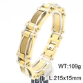 Two-tone gold and silver stainless steel mesh motorcycle chain bracelet for men - Gold & Steel