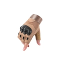 Tactical half-finger sports gloves in khaki with black hard knuckle armor and mesh holes - M / Imitation Softshell Microfiber Sand