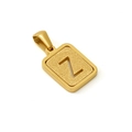 Anhänger aus 18K Titanstahl in Gold mit rechteckigem Design und mattiertem Buchstaben Z - Buchstabe Z - Gold