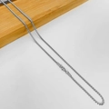 Silver stainless steel chain necklace with lobster clasp shown on white background - 1.2mm Box Pearl Chain / 40+5CM Extension Chain / Steel