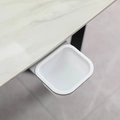 Space-saving under-desk white rotating mini trash bin for desktop organization - Grayish White / Adhesive Style