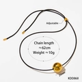 Collier en cordon de cire noir minimaliste avec un pendentif sphérique doré poli - Style Sphère 20mm (KDD868) / Doré