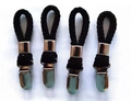 Set of 4 black cotton rope towel clips with heavy duty rustproof metal clamps for bathroom - Corn Texture Black