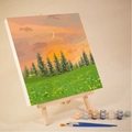 Sunset landscape DIY digital oil painting kit with numbered acrylic paints and brushes - AVN8 Sunset Landscape