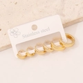 Set of 6 gold stainless steel geometric hoop earrings in various sizes for women - 3# Curved Round